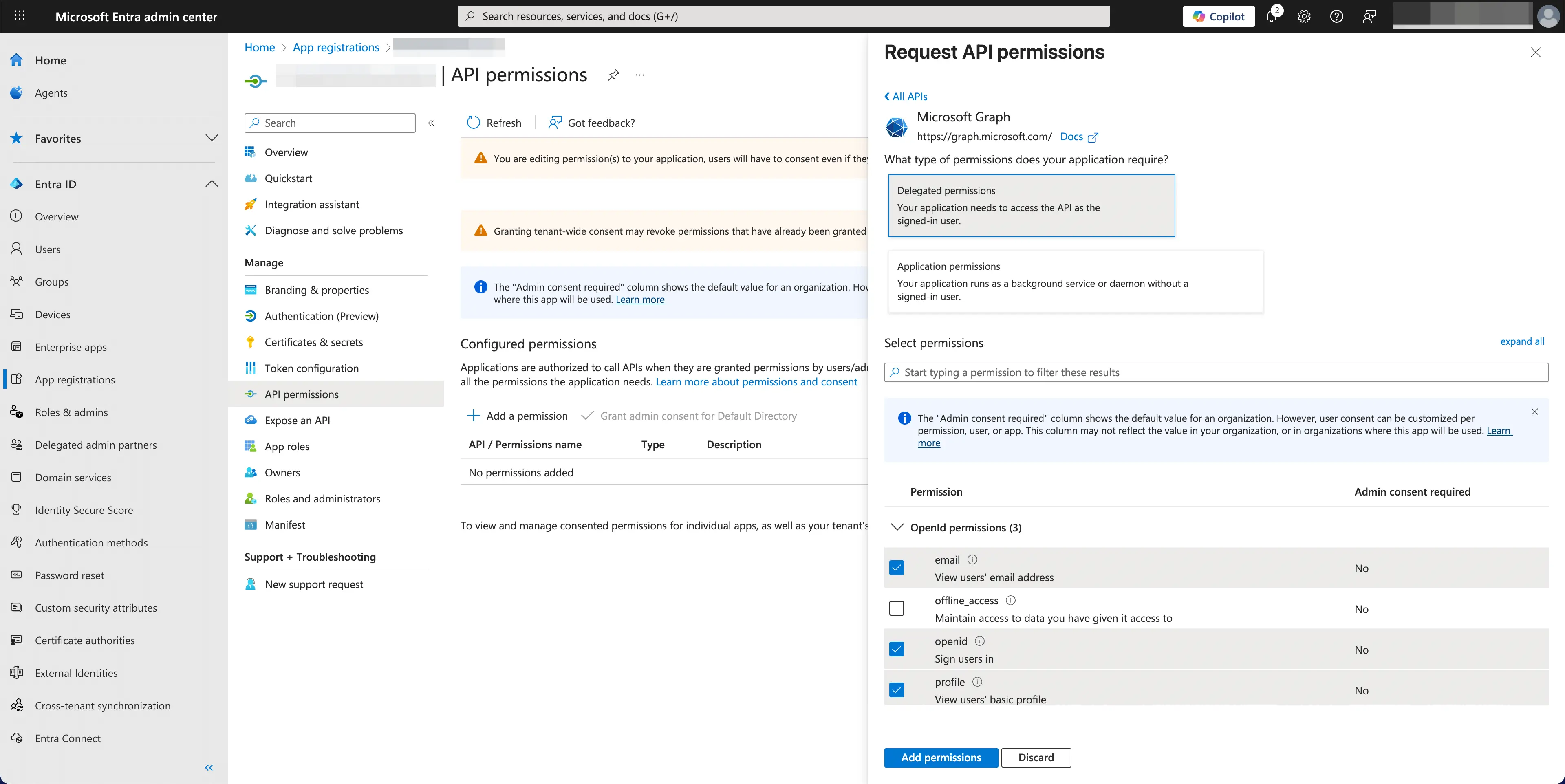 Microsoft API-Berechtigungen hinzufügen